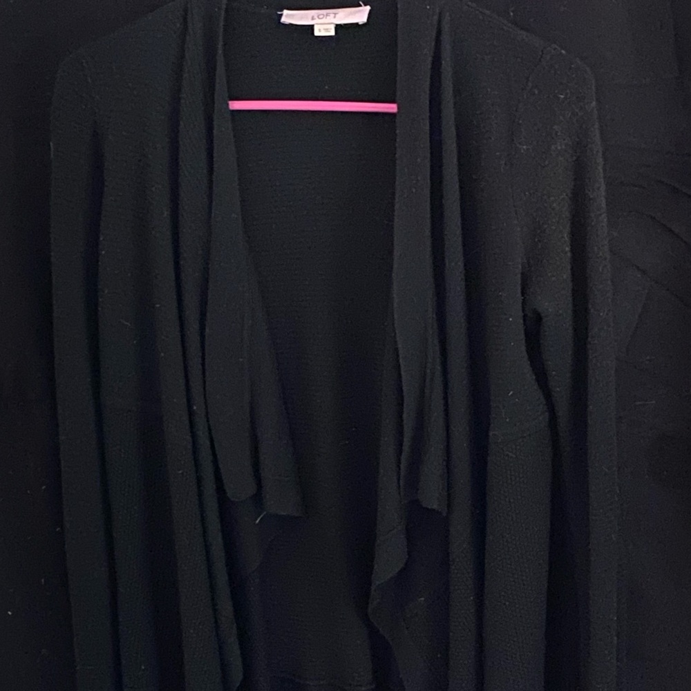 LOFT Black Draped Cardigan Sweater - Picture 3 of 8